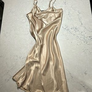 Bebe satin cowl neck slip midi dress